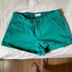 Teal shirt shorts - low rise